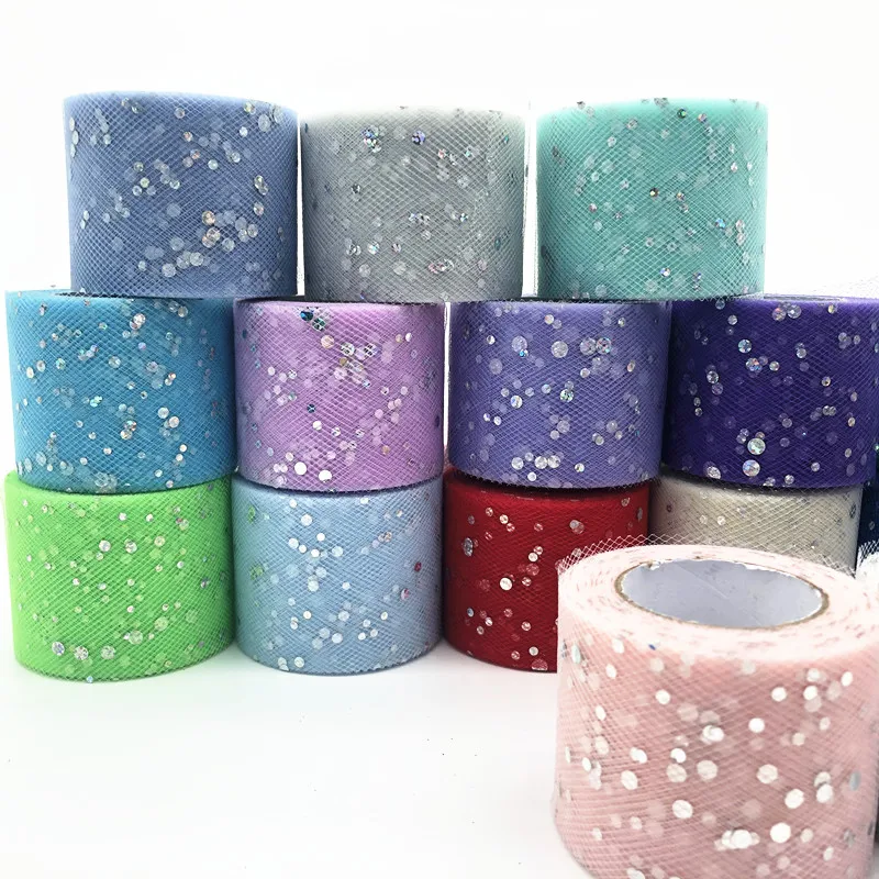 5 см 25 ярдов блестящая фотоорганза катушка Тюлевая ткань пачка свадебное