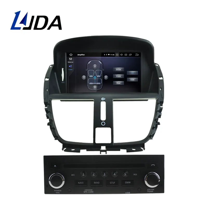 LJDA Android 9,0 автомобильный dvd-плеер для peugeot 207 2007-2013 gps Навигация стерео 1 Din автомагнитола 4G+ 64G wifi Мультимедиа DSP
