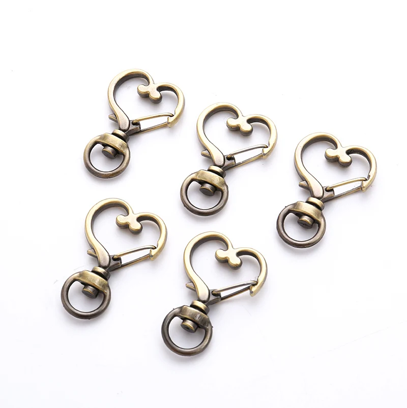 KC Gold 5 шт. Серебряный Золотой Сердце Клип крюк брелок вращающаяся Пряжка Лобстер Сплит Брелок, лидер продаж подарок на день рождения - Цвет: KC Gold