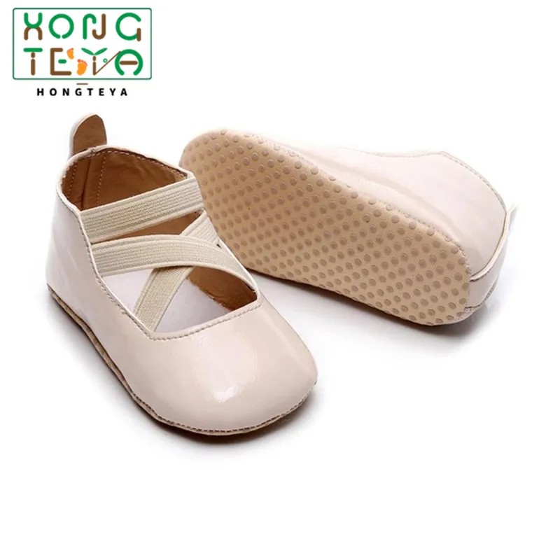 Для маленьких девочек Прелестная резинка Кожаные Мокасины обувь анти скольжение