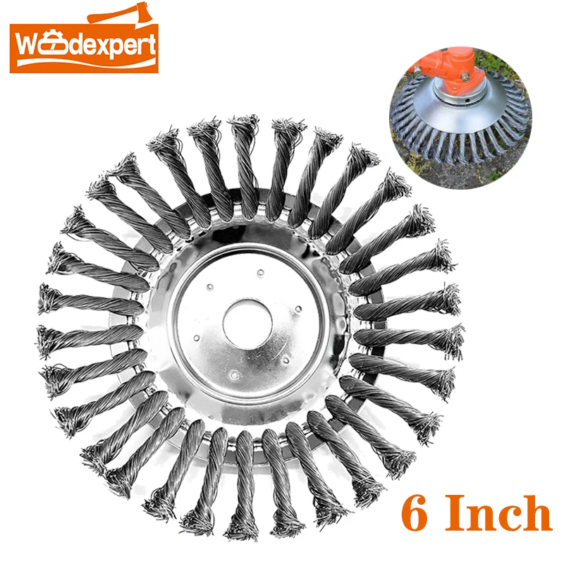 6/8 Inch Lawn Grass Trimmer Head Steel Wire Wheel Weed Trimmer Head Brush for Removal Garden Grass Lawn Mower