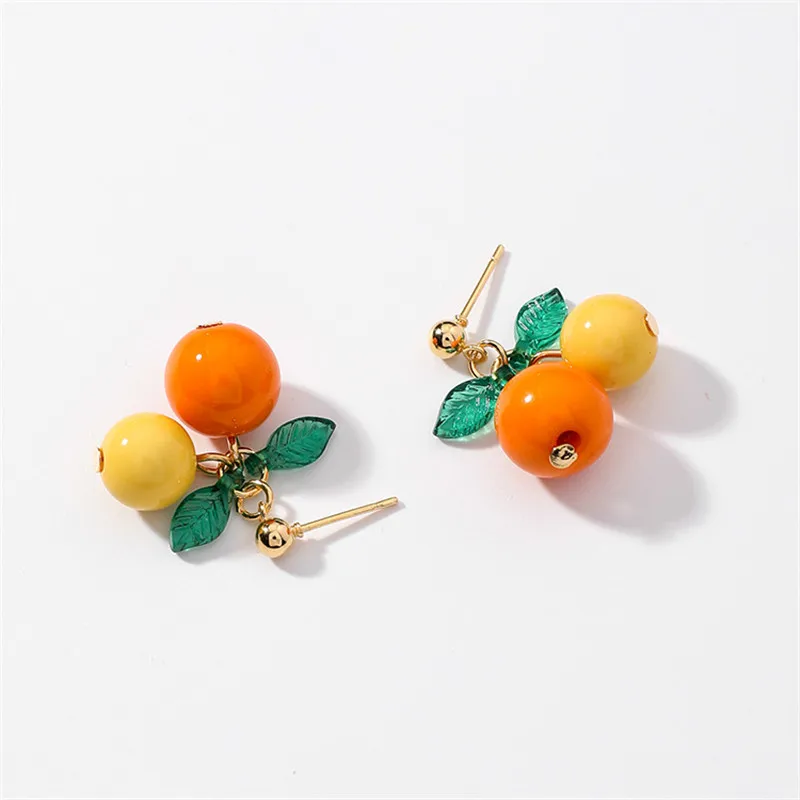 Корейские акриловые милый оранжевый серьги с фруктами Висячие капли Новинка еда