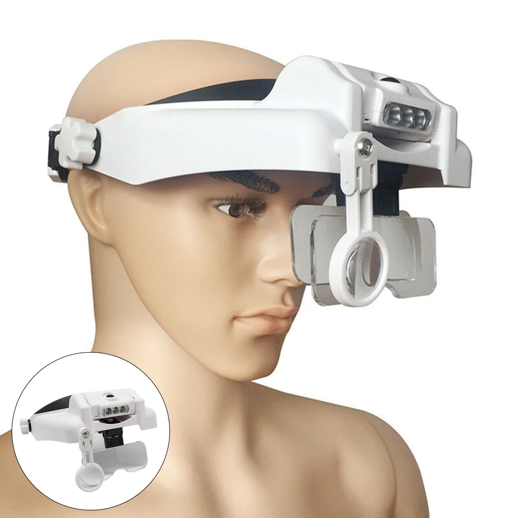 

Head LED Light Head Loupe Jeweler Illuminated Repair Magnifier w/ Lens
