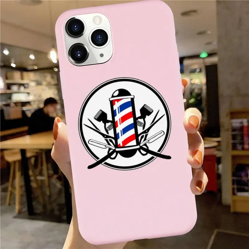

funny barber shop Hair salon aesthetics Phone Case Candy Color for iPhone 6 7 8 11 12 s mini pro X XS XR MAX Plus