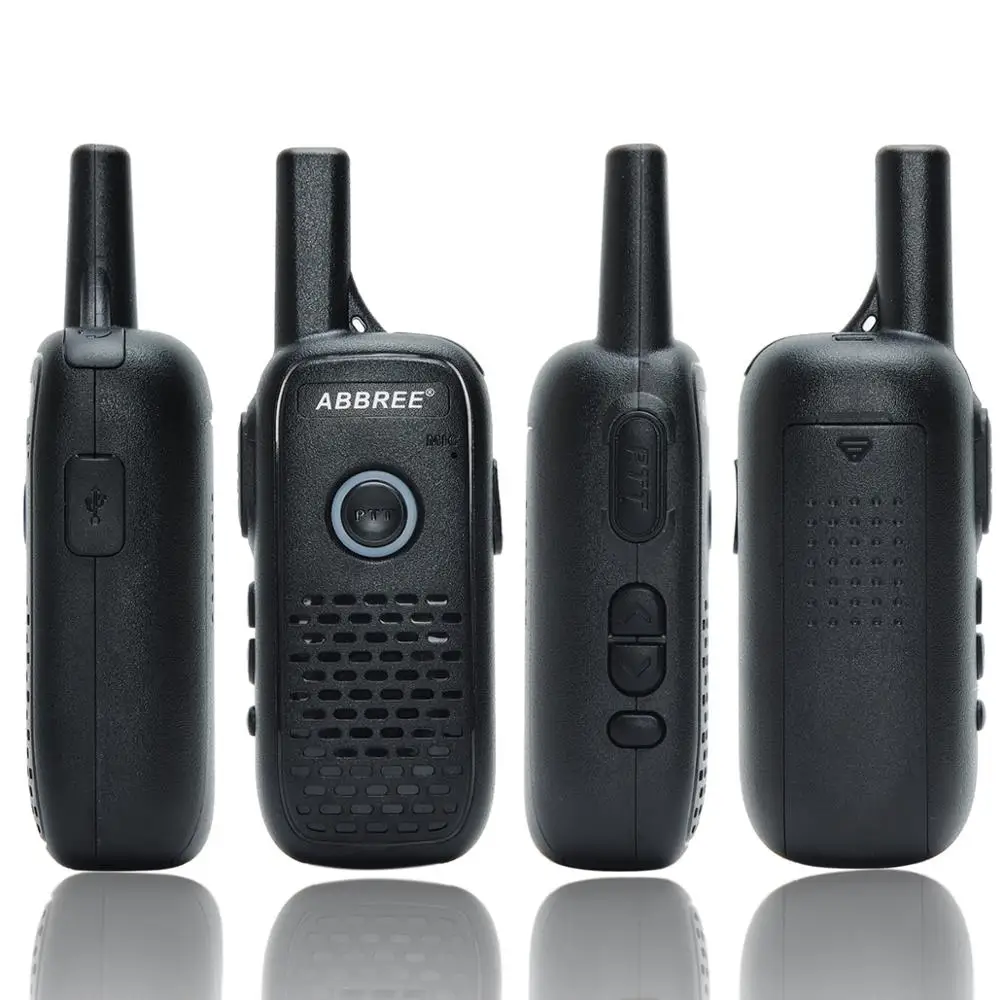 2 шт. ABBREE AR-Q2 мини рация радиостанция ультра-тонкий двойной PTT USB зарядка двухстороннее радио портативный VOX