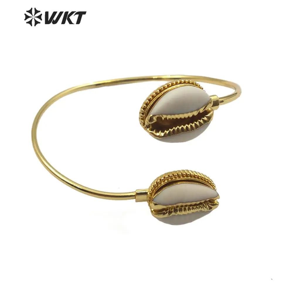 

WT-B504 WKT Natural Cowrie Vintage Design Double Cowrie Bracelets Can Adjustable Bohemia Gift For Women Charm Bracelet Jewelry