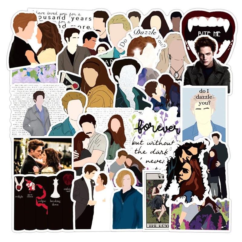 Pegatinas de pel&iacute;cula cl&aacute;sica The twilight saga, calcoman&iacute;a para mueble de pared, escritorio, silla, coche de juguete, TV, motocicleta, 10/30/50 unids/paquete-1