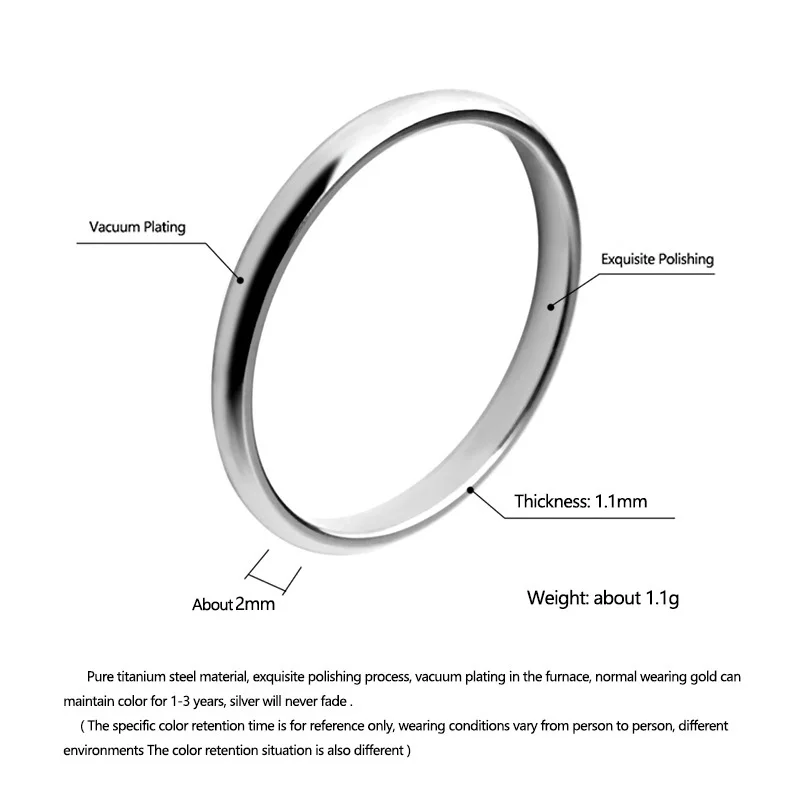 Парное кольцо из тонкой титановой стали серебристого цвета 1 мм | Украшения и