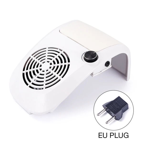 White EU Plug 60 Вт пылеуловитель для ногтей с сильной регулируемой скоростью, Пылевой вентилятор для ногтей, пылесос для маникюра, инструмент для вакуумного всасывания ногтей - Цвет: White EU Plug