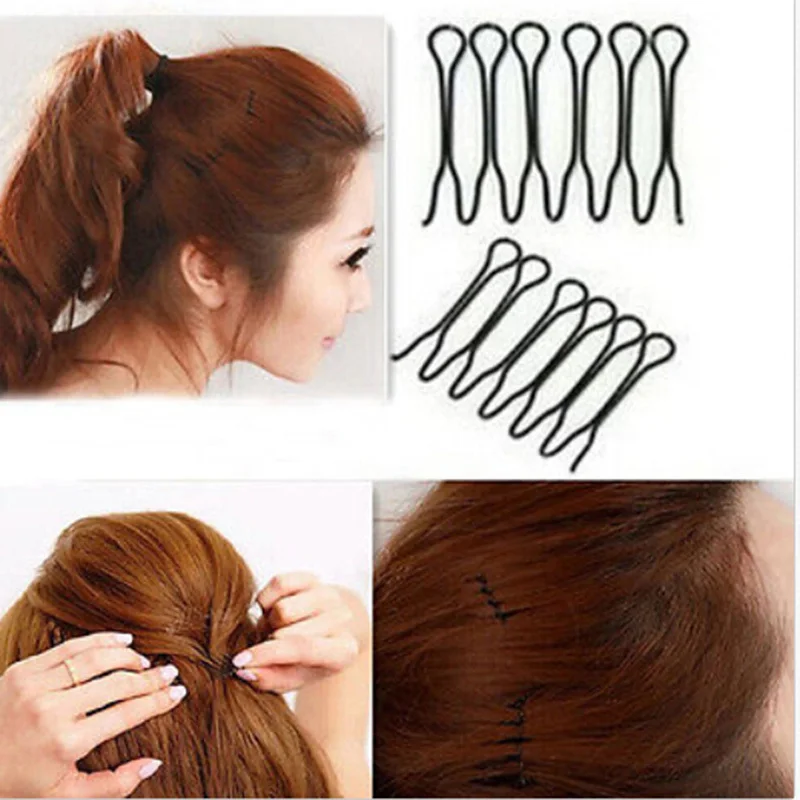 

2Pcs Hair Pins U Shape Hair Bobby Pin Black Metal Clips Health Hair Care Styling Tools