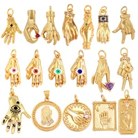 buddha hamsha evil eye hand charm 18k real gold plated colournecklace bracelet pendant for handmade jewelry supplies