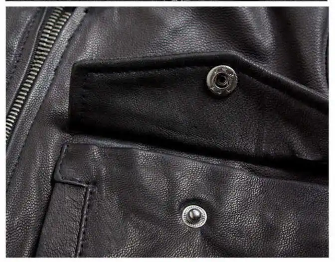 

women's fashion M65 leather jacket with pockets black sheepskin genuine leather coat women slim fit motorcycle jacket lady