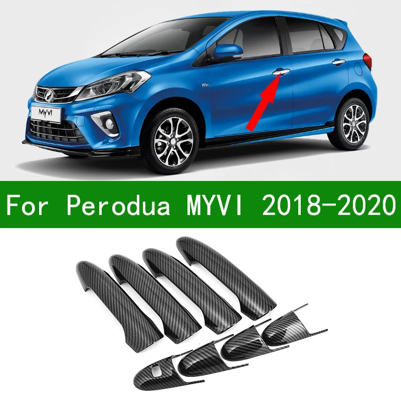 Для трех поколений Perodua Myvi 2018-2020 черный узор из углеродного волокна крышка для