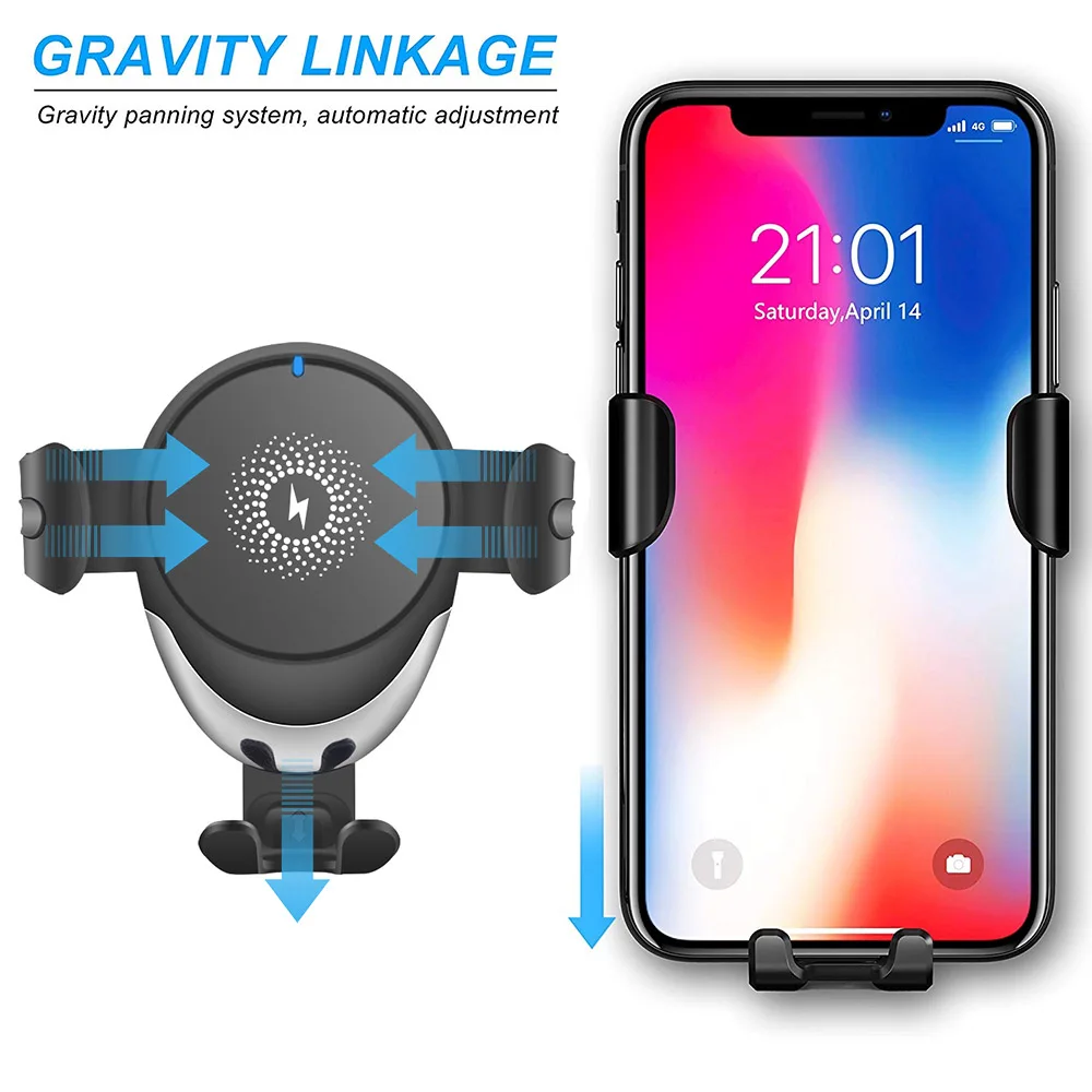 Автомобильное зарядное устройство DCAE Gravity беспроводное для iPhone 11 Pro Max X XS XR 8 15 Вт 10