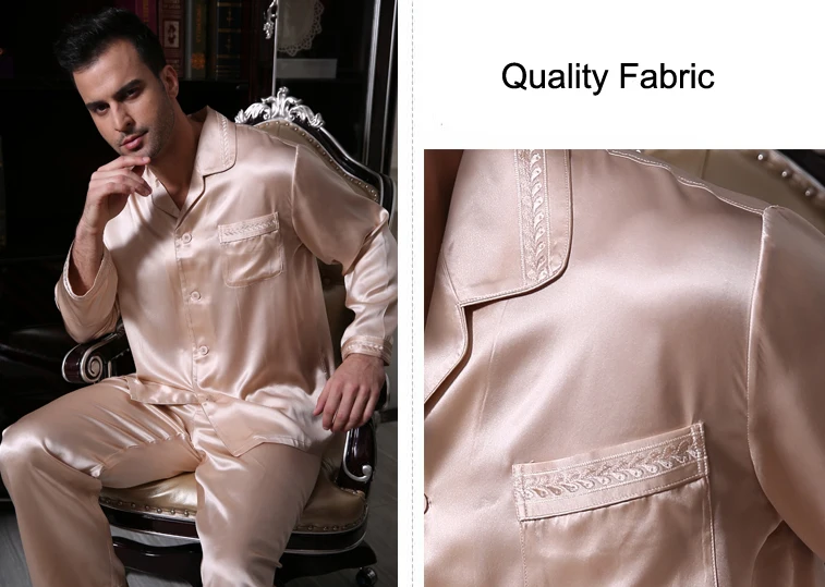 Пижамный комплект мужской из 100% чистого шелка 19 мм размер L XL XXL|Мужские пижамные