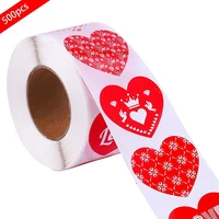 new 500pcsroll red love heart shaped label 1 inch sticker gift packaging seal birthday party wedding supply stationery stickers