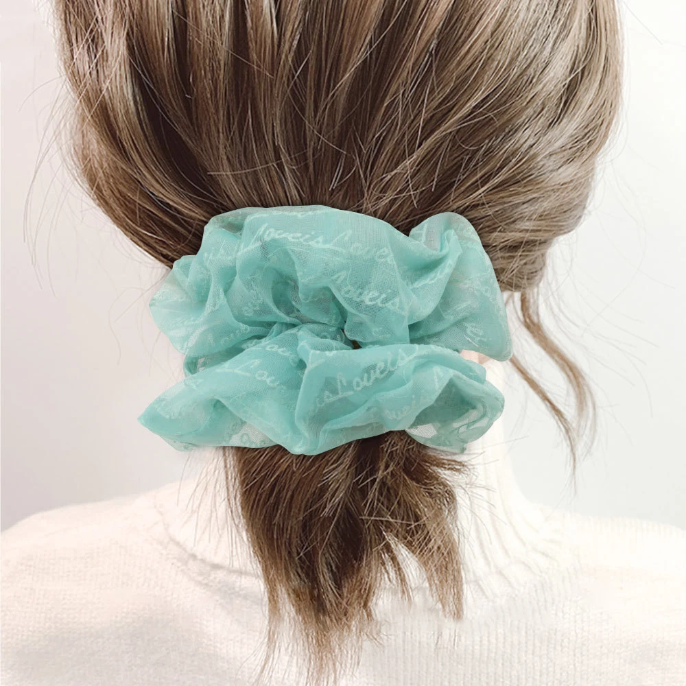 

Ins Oversized Organza Scrunchies Women Letters Scrunchie Elastic Hair Bands Girls Headwear Rubber Hair Ties Big Ponytail Holder