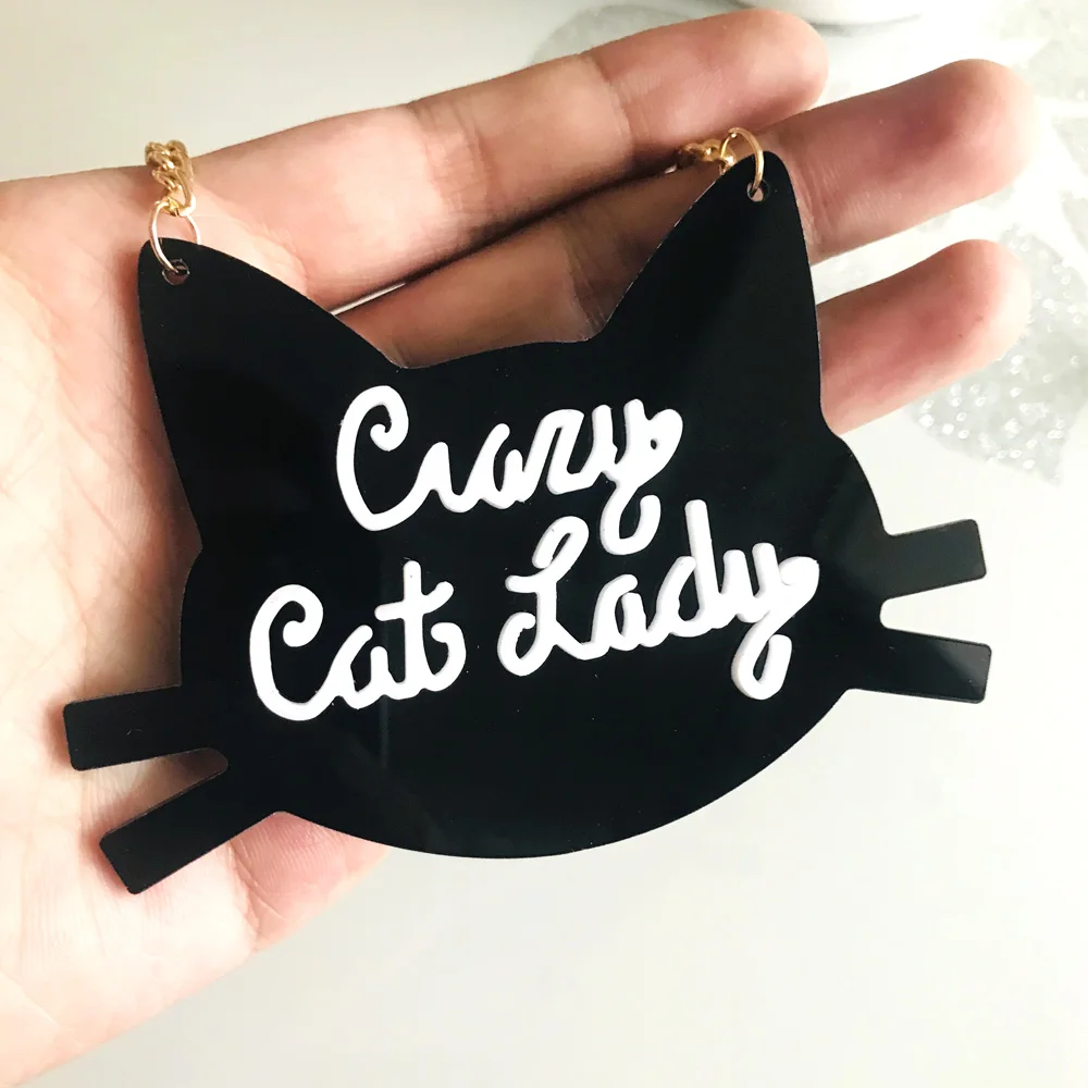 Ожерелье с подвеской из черного акрила Crazy Cat женское золотое ожерелье принтом