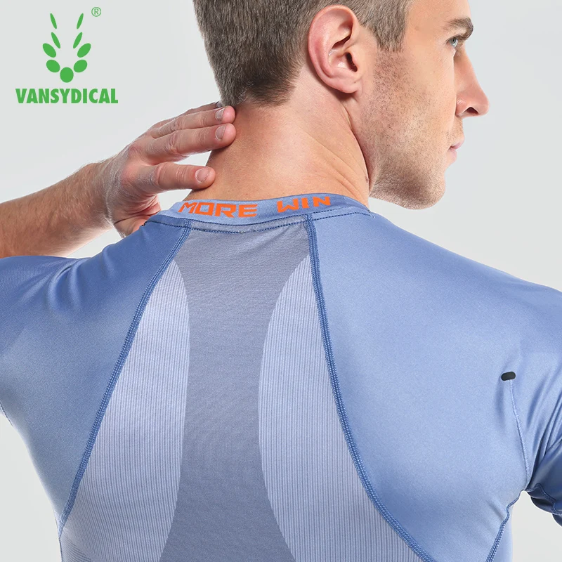 Vansydical Мужская компрессионная рубашка с длинным рукавом быстросохнущая для бега