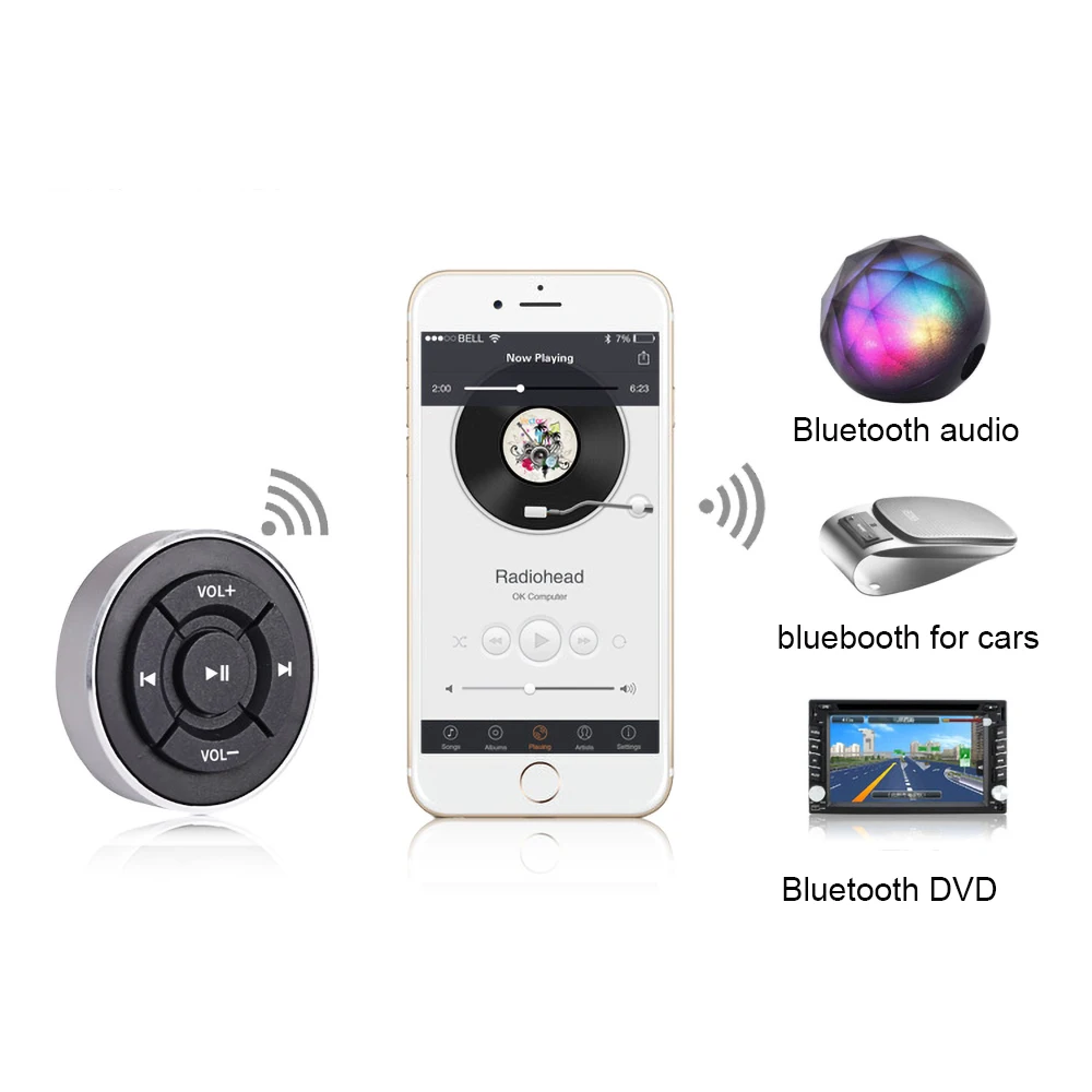 Автомобильный беспроводной Bluetooth медиаплеер на руль дистанционное управление Mp3