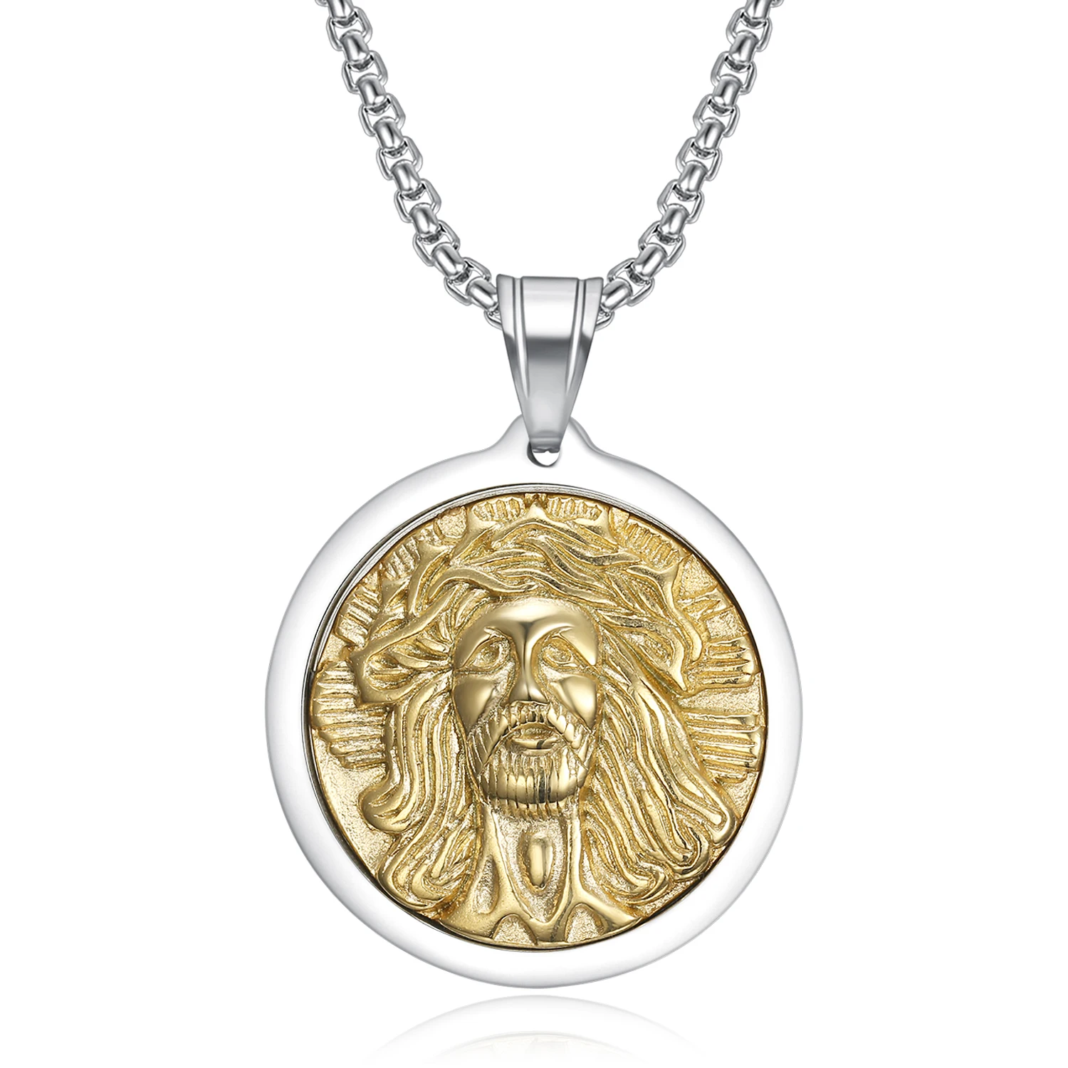 Цепочка с подвеской в виде головы Иисуса из нержавеющей стали - купить по