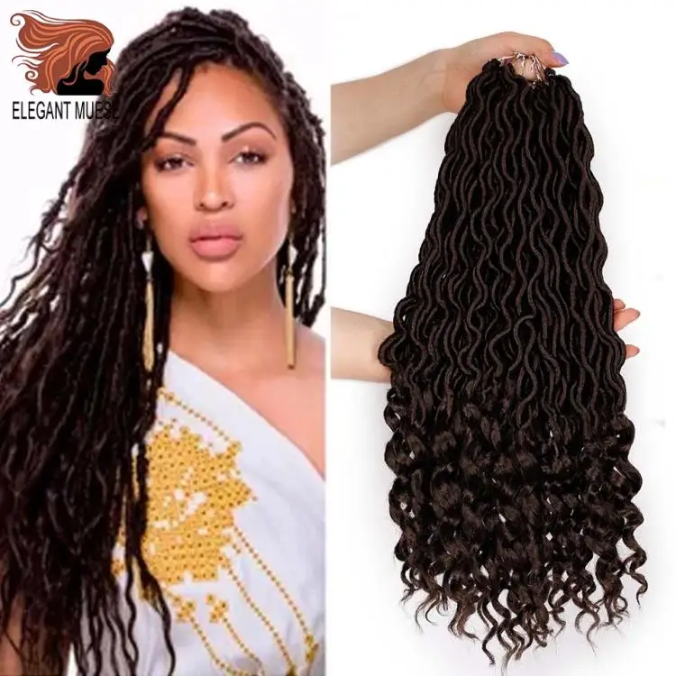 Элегантные Музы богемные вязанные косички Faux locs Curly вязанные волосы 18 дюймов 24 пряди Омбре косички для наращивания синтетические волосы
