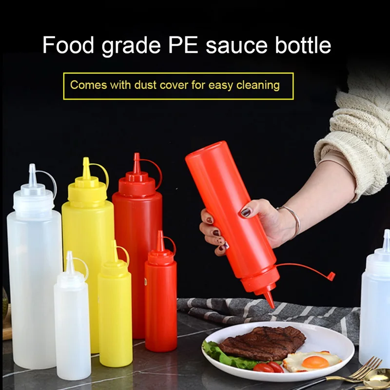 

Squeeze Squirt Condiment Bottles With Cap Lid Salad Sauce Dispenser Bottles Olive Oil Gravy Boats Ketchup Cruet Storage 4 sizes