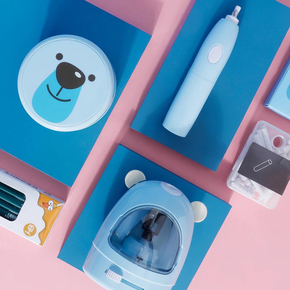 

Electric Automatic Pencil Sharpener Electronic Stationery Erasers Mechanical Cleaner Set For Kids Children Art School