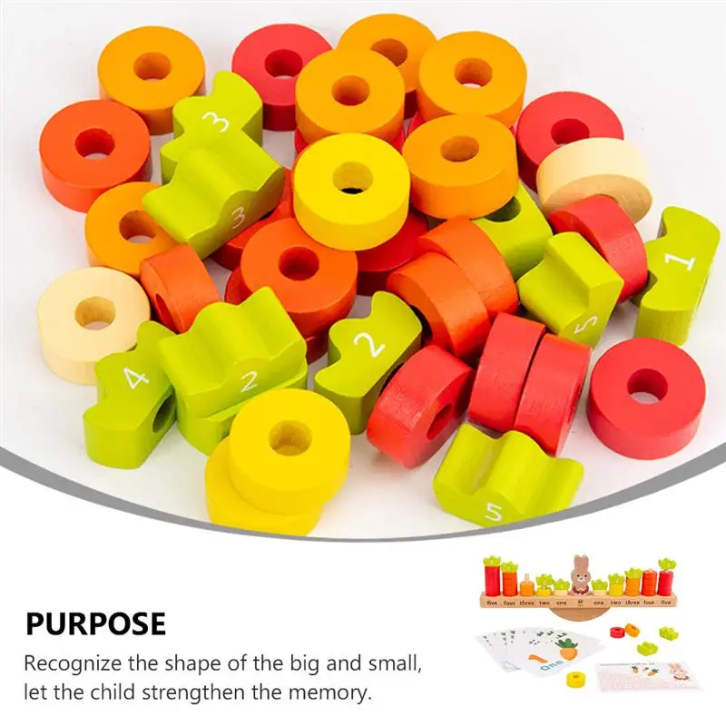 

1 Set Rabbit Balance Scale Counting Toy Wooden Building Blocks Educational Toy