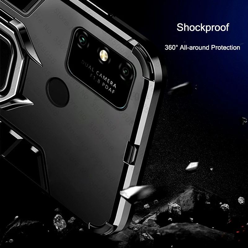 Чехол для Honor 9 A с кольцом держателем армированный бампер задняя крышка Huawei 9A MOA LX9H