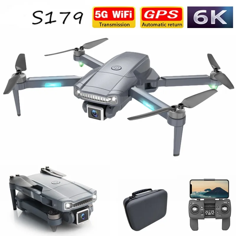 

GPS Drone with Professional 4K 6K Camera, Brushless Motor 5G WIFI FPV Foldable RC Quadcopter Dron, Remote Control Helicopter