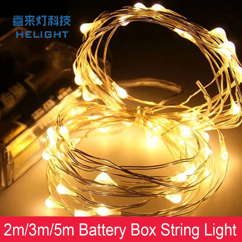 

DC4.5V 2m 20leds 3m 30leds 5m 50leds 3AA Battery Box Light LED String Silver Wire Wedding Christmas Holiday Decoration Lights