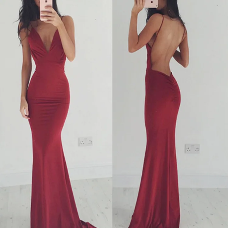 

Linglewei New Spring and Summer Women's Dress sexy red sleeveless Halter back dress