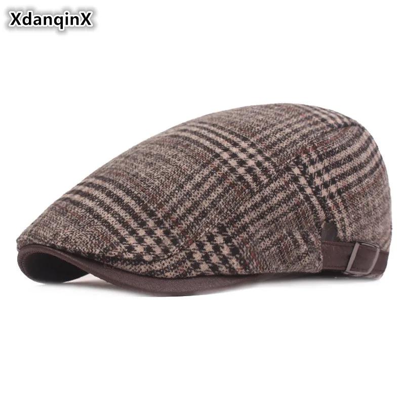 

XdanqinX Snapback Hats Simple Cotton Warm Berets For Men Adjustable Size Trend Brands Caps Autumn Winter Men's Beret Tongue Cap