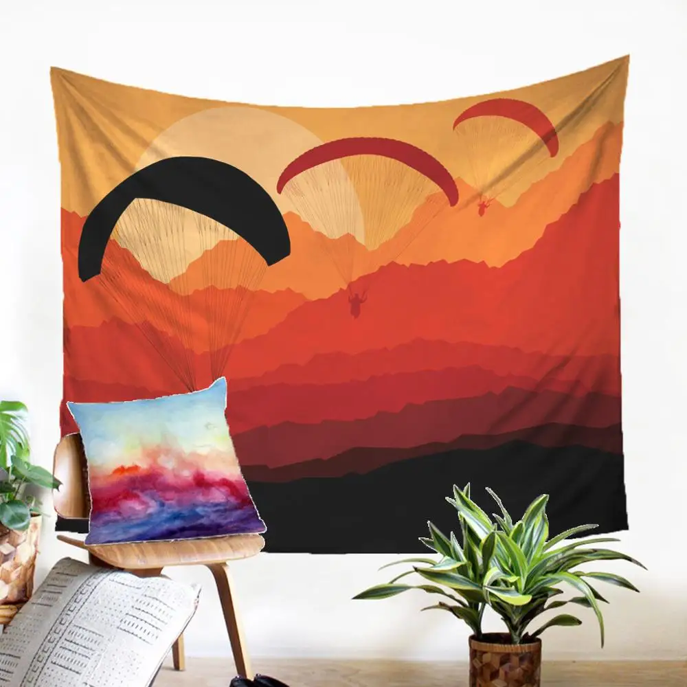 

Large Wall Fabic High Quality Wall Carpet Paragliding Pattern Tapestry Beauteous Macrame Panel Modern Home Decoration