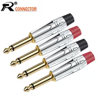 100PCS Mono 6.35MM Jack 6.3MM Male Plug Soldering Wire Connector Brass Gold Plated 1/4 Inch Microphone Plug