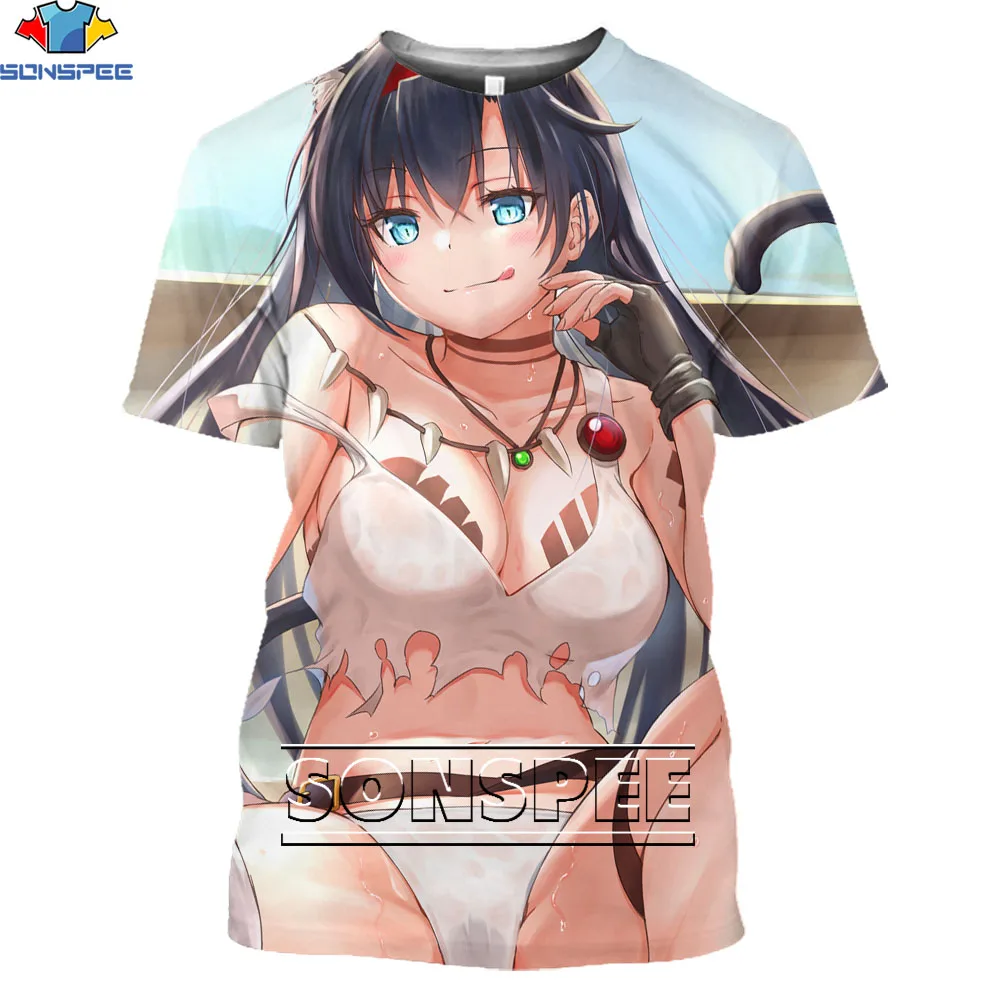 

SONSPEE Anime 3D Printing Sexy Loli T-shirt Streetwear Men's Game Girls Ladies Fashion T-shirt Harajuku Tops Men's Shirts
