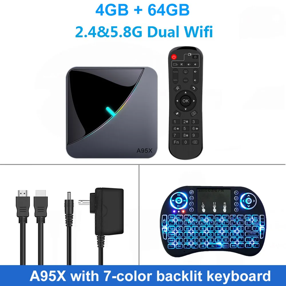 4G 64G i8 keyboard LEMADO A95XF3 ТВ приставка Android 9,0 Amlogic S905X3 4K голосовой помощник Google 4 ГБ ОЗУ 64 Гб ПЗУ 5G wifi Смарт ТВ приставка поддержка PLEX - Color: 4G 64G i8 keyboard