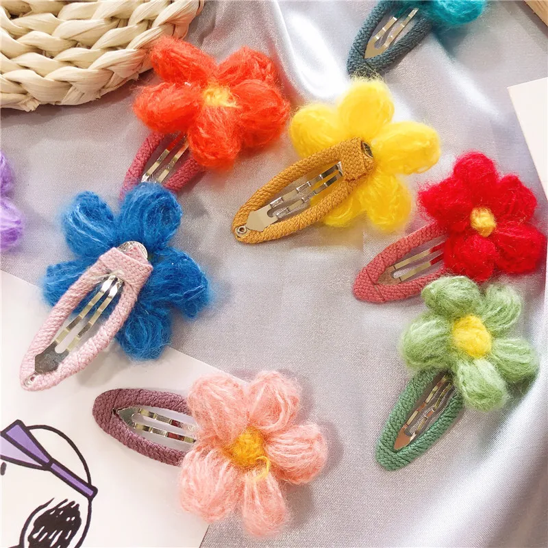M MISM 2 шт. Хит корейский стиль Осень зима шерсть вязаный крючком сладкий цветок