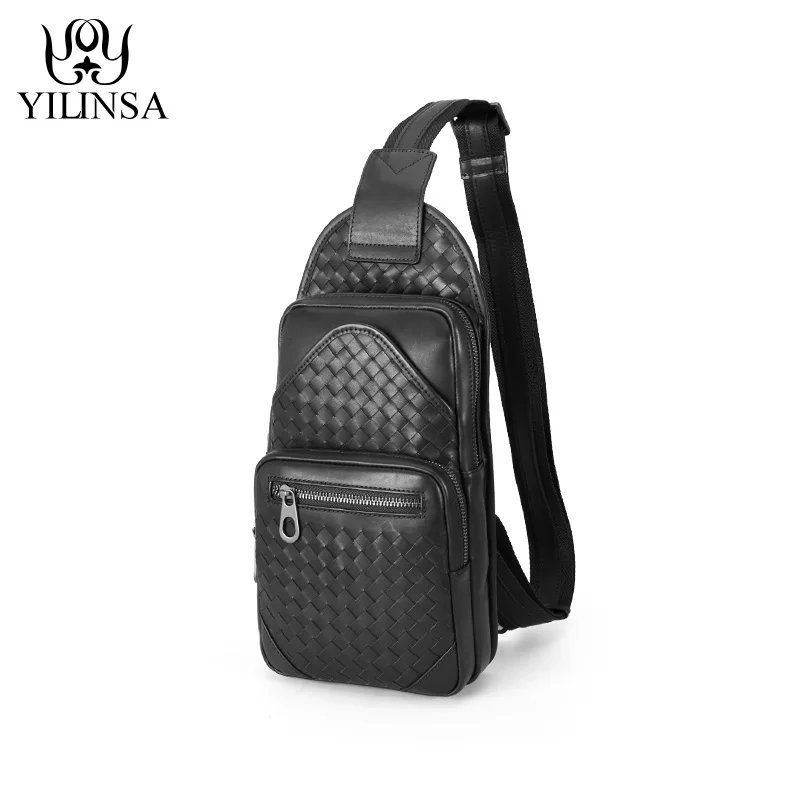 Новинка нагрудная сумка унисекс 100% из бычьей кожи вместительная повседневная