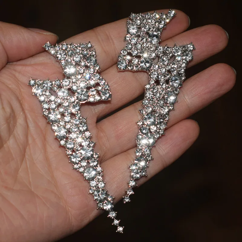 Новые блестящие стразы драгоценные камни серьги-гвоздики в форме молнии для