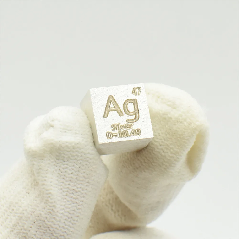 

Металлический элемент серебряного кубика, коллекция серебряного цвета Ag, целевая задача, научный эксперимент 99.9% 10x10x10 мм, исследование Ag, ра...