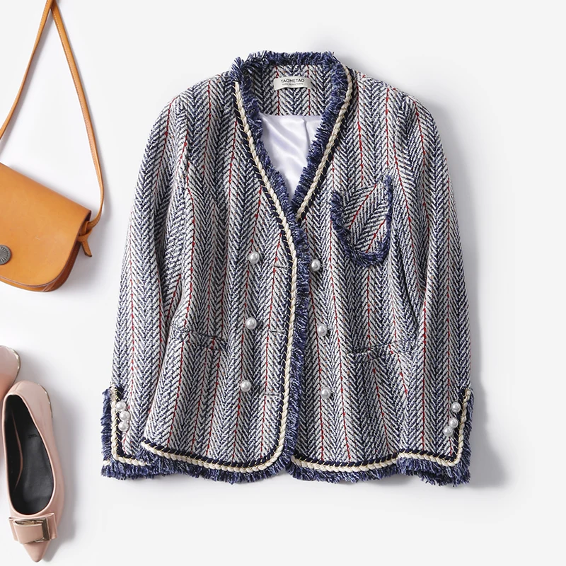 

Small fragrant tweed short coat women's ladies autumn and spring fashion temperament tweed small fragrance style slim coat F1106