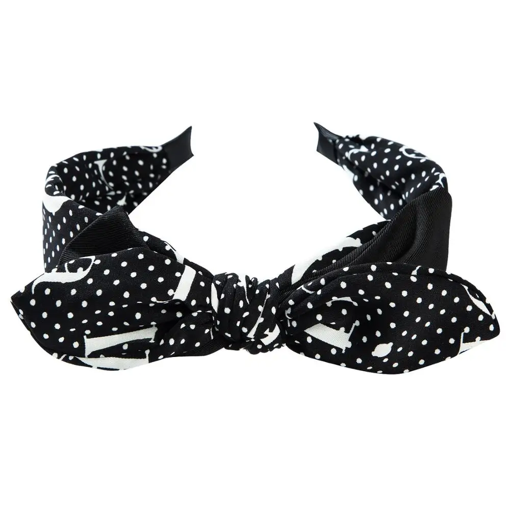 

Women's fashion new creative abstract printing wide knotted hair band adjustable cat ears Korean face wash hair band