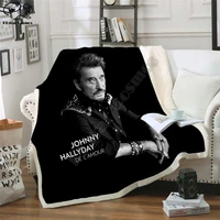 johnny hallyday 3d printed fleece blanket for beds hiking picnic thick quilt fashionable bedspread fleece throw blanket style