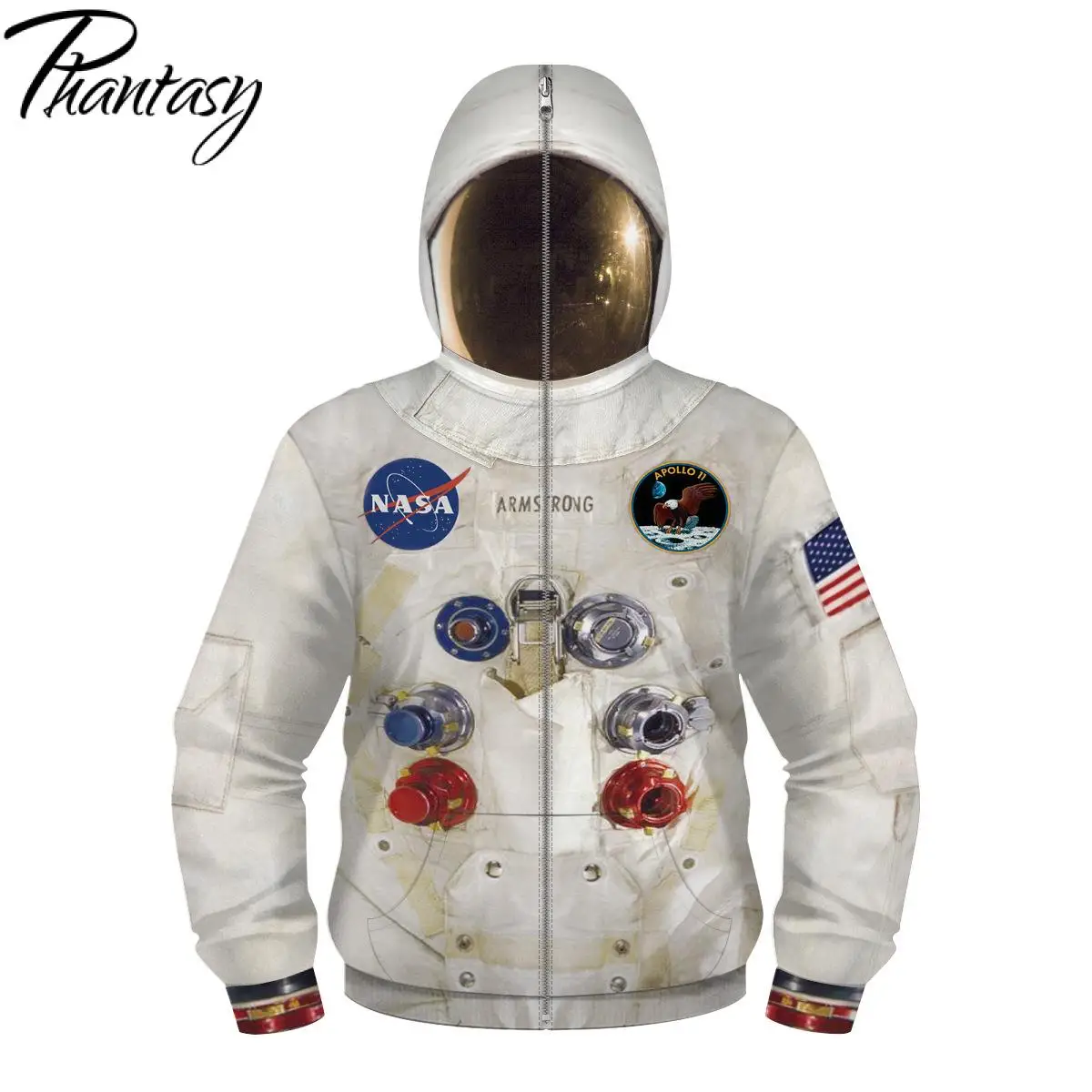 

Phantasty Kids Astronaut Space Hoodie Cospaly Printing Zipper Jacket Boys Masked Pullover Cool Hooded Sweatshirts for Party Show