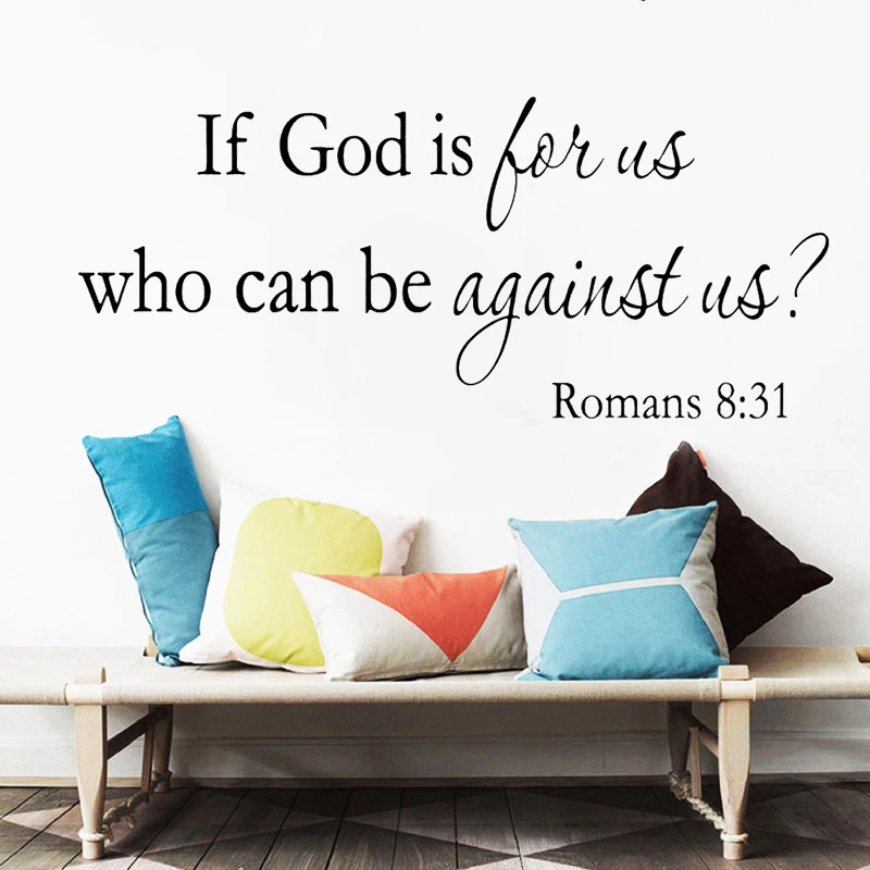 

Removable If god 8:31 Biblical Series Characters Tapestry Stickers For Room decoration Wall Sofa Verse Wall Art Home Decor RU424