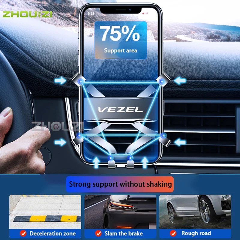 

Gravity Small Car Phone Holder For Honda Vezel Smartphone Holder Air Vent Clip Mounts Stand GPS Bracket Accessories