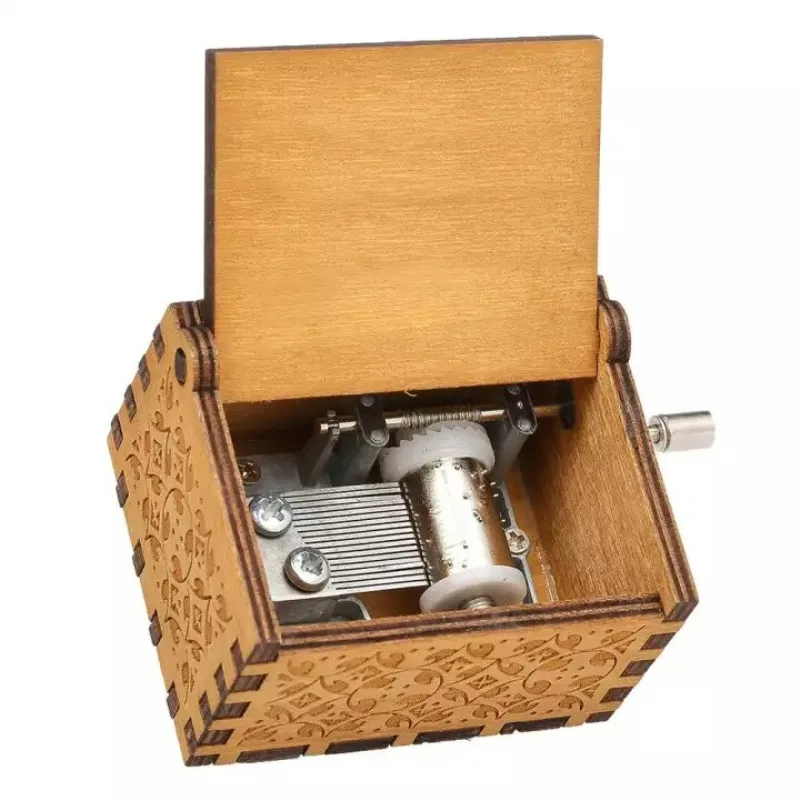 

Customized Antique Carved Wooden Hand Crank Music Box Christmas Gift Birthday Gift Party Anonymity Decoration