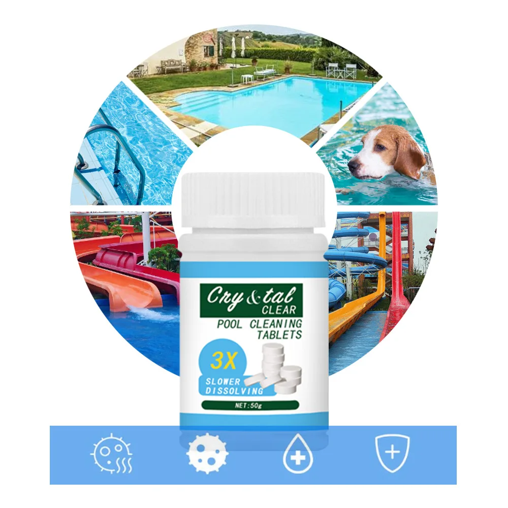 

100G/Bottle Pool Cleaning Effervescent Chlorine Tablets Cage Disinfectant Swimming Pool Clarifier Multifunctional Cleaner
